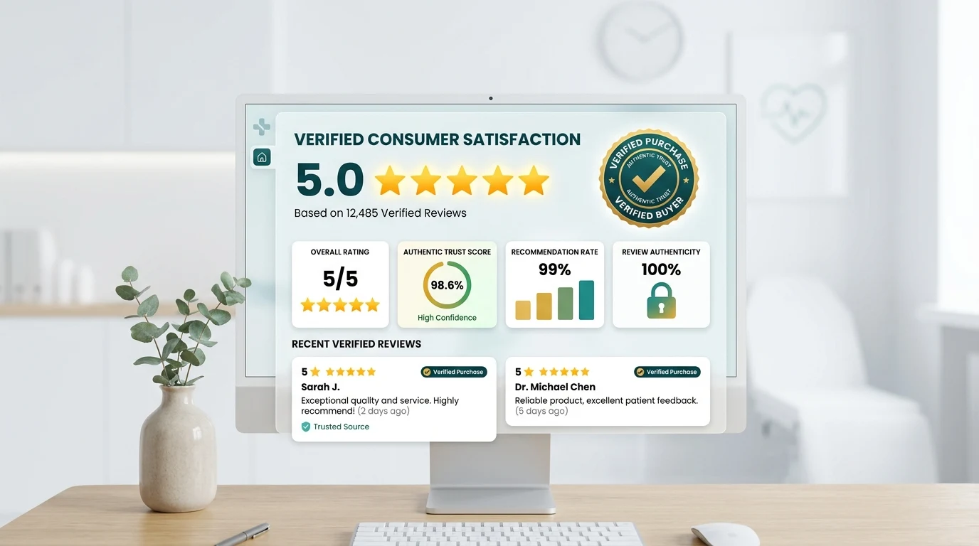 Verified customer satisfaction metrics dashboard displaying 4.88 out of 5 stars rating and authentic consumer feedback analytics